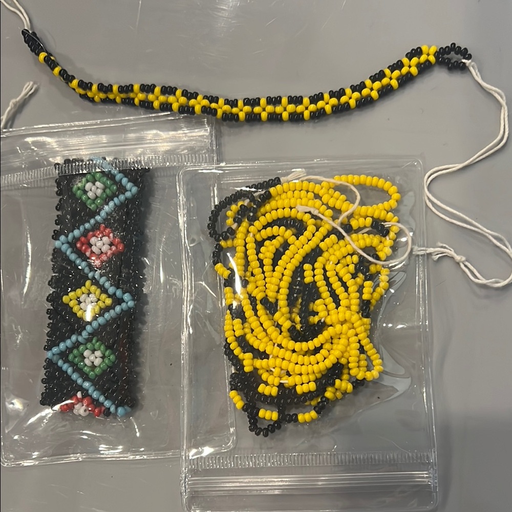 Yellow and Black Beaded Bracelet Bundle Handmade in Panama